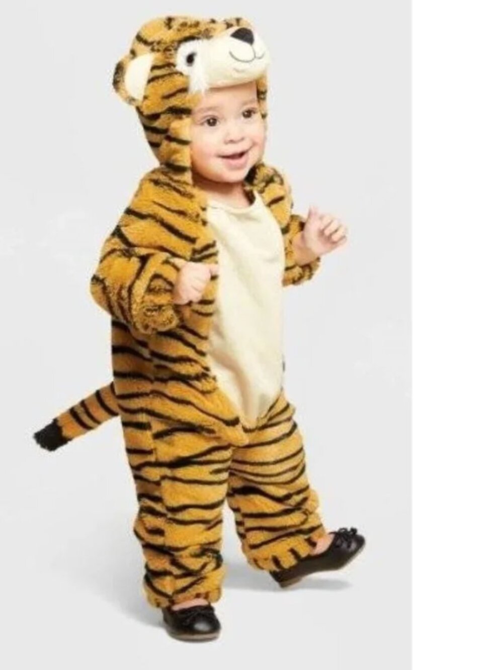 Tiger Halloween Costume 0/6 Months 1 Pc Brown Plush Hooded Jumpsuit Infant Baby